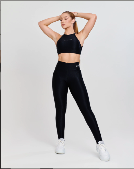 Basic Ribbed V-Rise Leggings and Top Set - Black