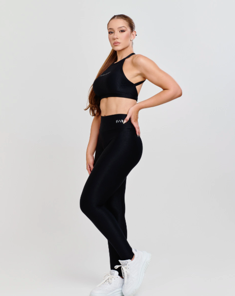 Basic Ribbed V-Rise Leggings and Top Set - Black